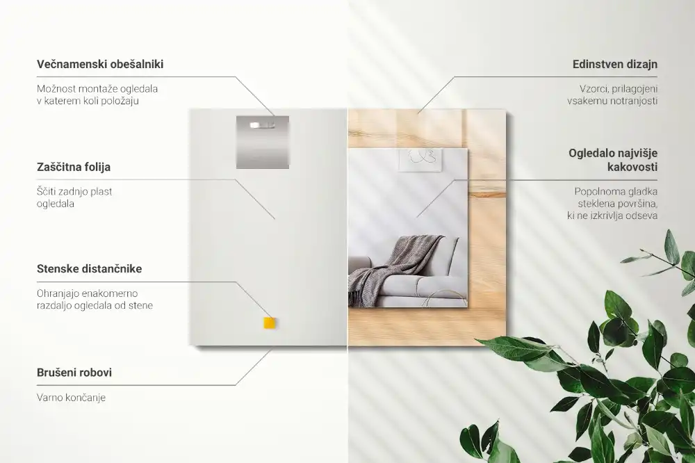 Pravokotne okrasno ogledalo Tekstura lesene deske