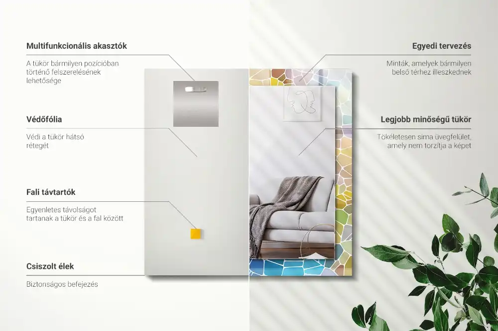 Tiskano pravokotne ogledalo Barvit abstraktni mozaik