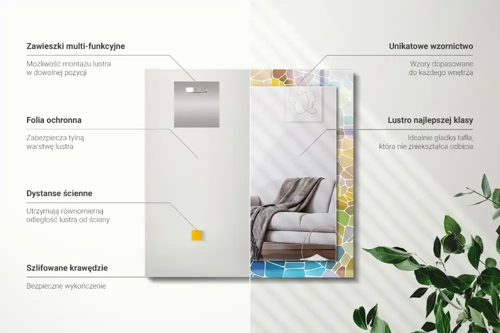 Tiskano pravokotne ogledalo Barvit abstraktni mozaik