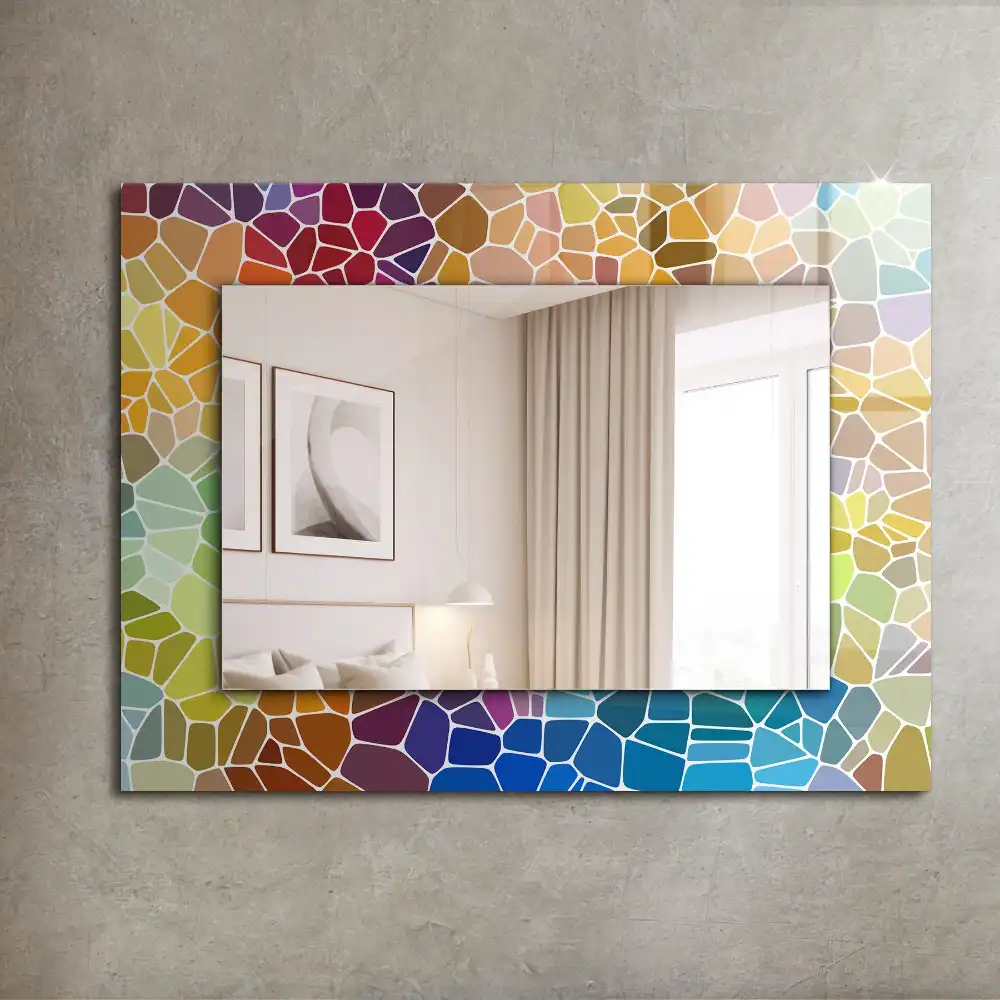 Tiskano pravokotne ogledalo Barvit abstraktni mozaik