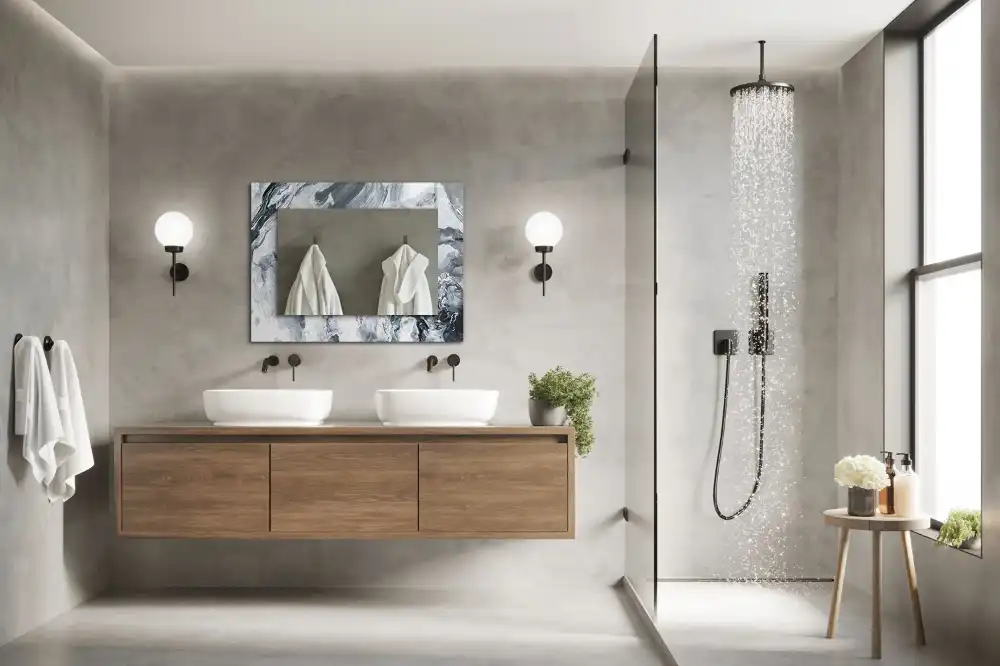 Pravokotne ogledalo s potiskanim okvirjem Abstraktna slikarska kompozicija