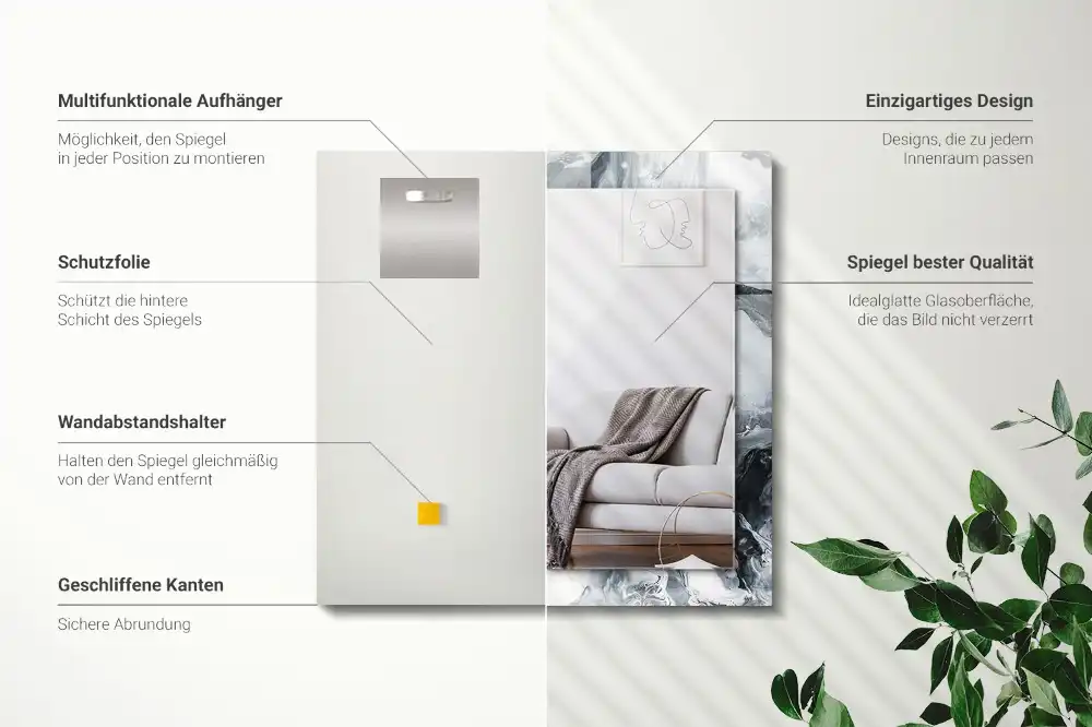 Pravokotne ogledalo s potiskanim okvirjem Abstraktna slikarska kompozicija