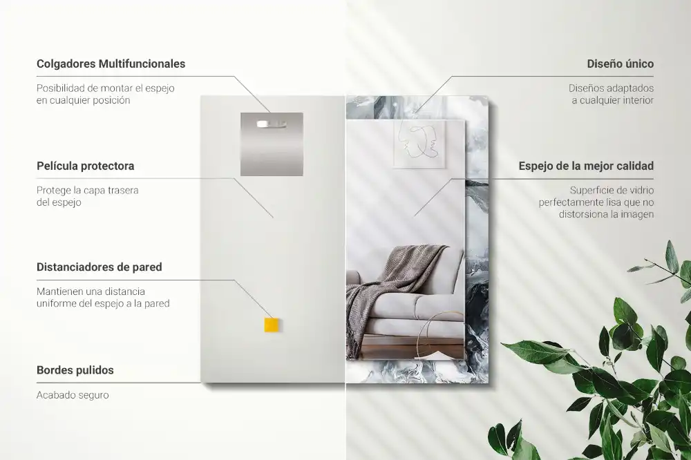 Pravokotne ogledalo s potiskanim okvirjem Abstraktna slikarska kompozicija