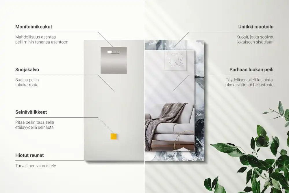 Pravokotne ogledalo s potiskanim okvirjem Abstraktna slikarska kompozicija