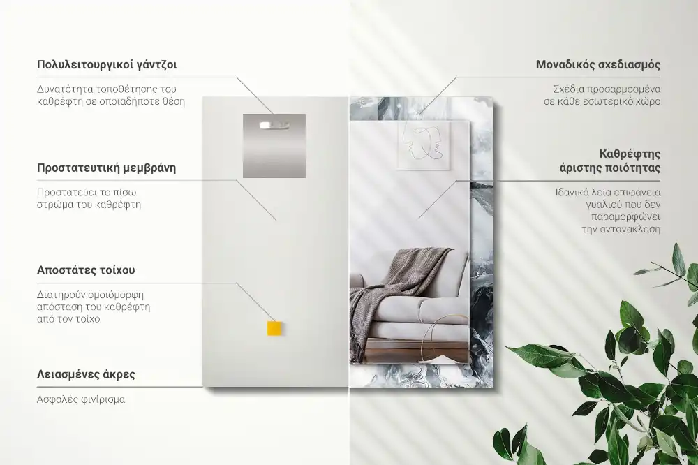 Pravokotne ogledalo s potiskanim okvirjem Abstraktna slikarska kompozicija