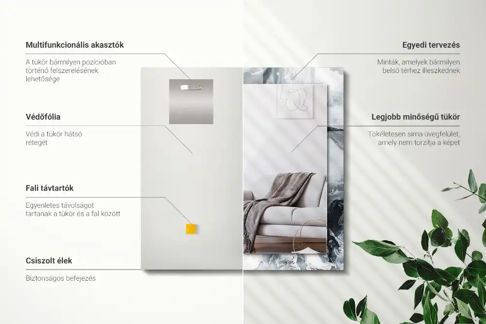 Pravokotne ogledalo s potiskanim okvirjem Abstraktna slikarska kompozicija