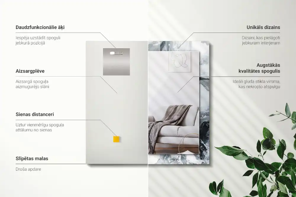 Pravokotne ogledalo s potiskanim okvirjem Abstraktna slikarska kompozicija