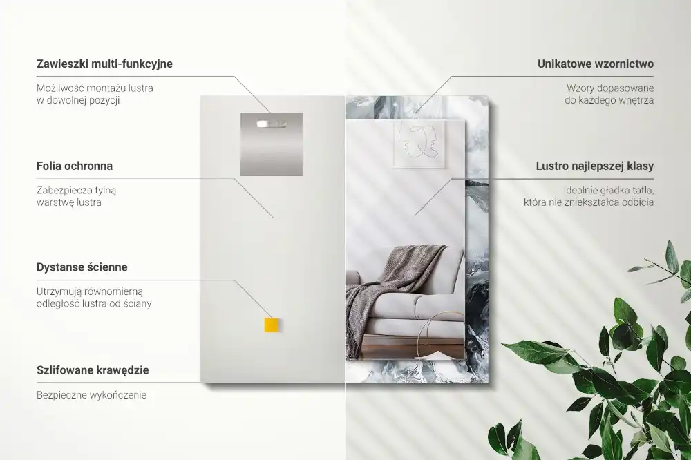 Pravokotne ogledalo s potiskanim okvirjem Abstraktna slikarska kompozicija