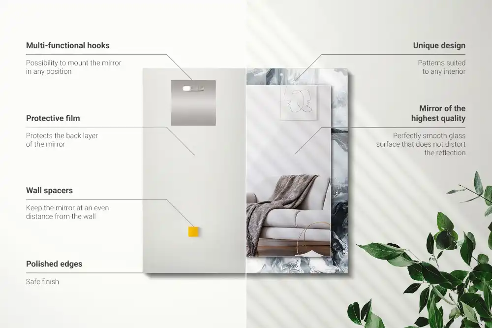 Pravokotne ogledalo s potiskanim okvirjem Abstraktna slikarska kompozicija