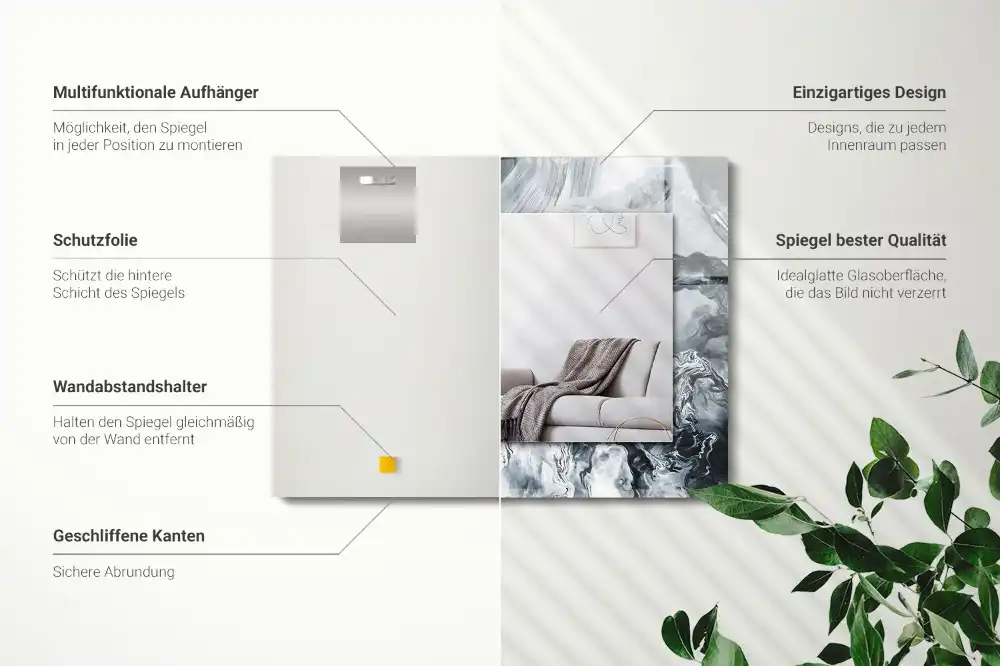 Pravokotne ogledalo s potiskanim okvirjem Abstraktna slikarska kompozicija