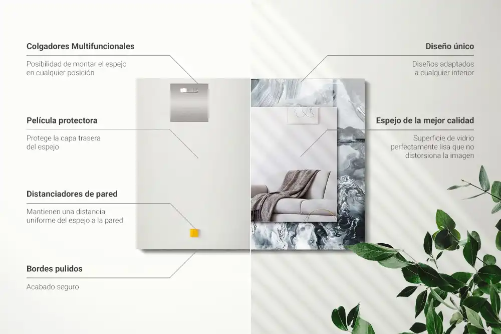 Pravokotne ogledalo s potiskanim okvirjem Abstraktna slikarska kompozicija