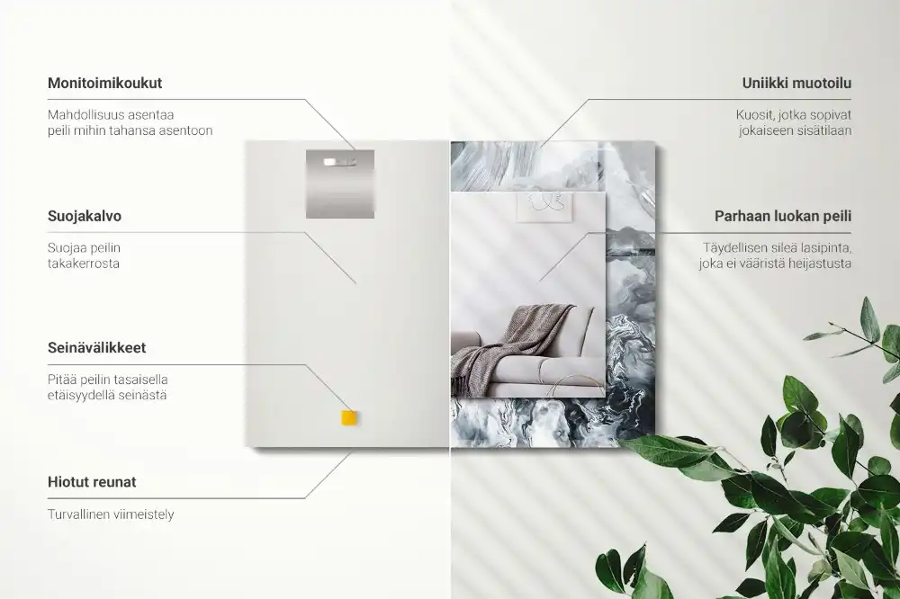 Pravokotne ogledalo s potiskanim okvirjem Abstraktna slikarska kompozicija