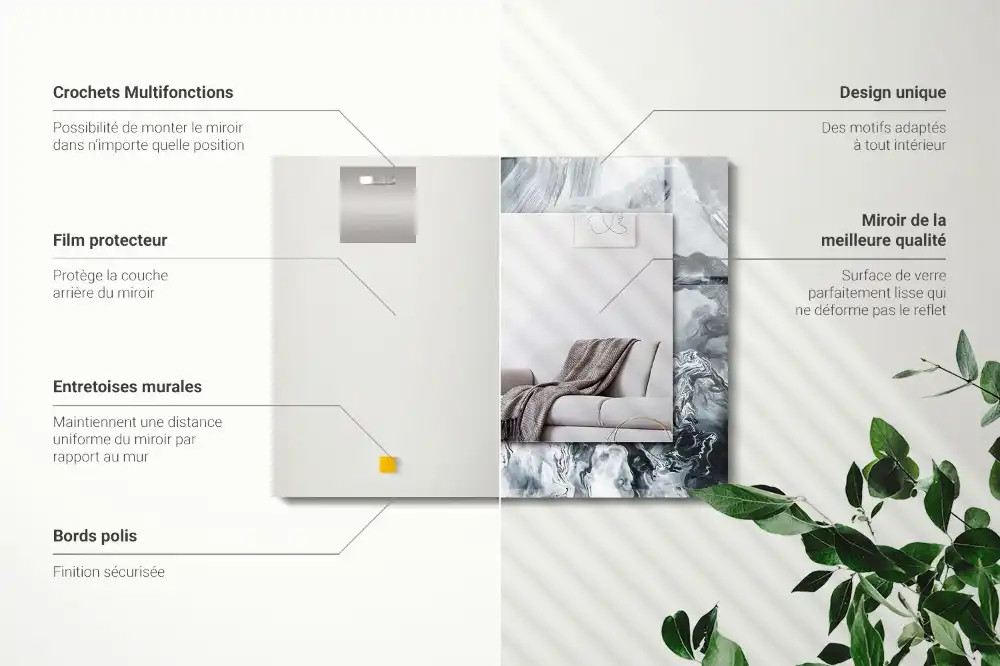 Pravokotne ogledalo s potiskanim okvirjem Abstraktna slikarska kompozicija