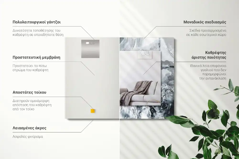 Pravokotne ogledalo s potiskanim okvirjem Abstraktna slikarska kompozicija