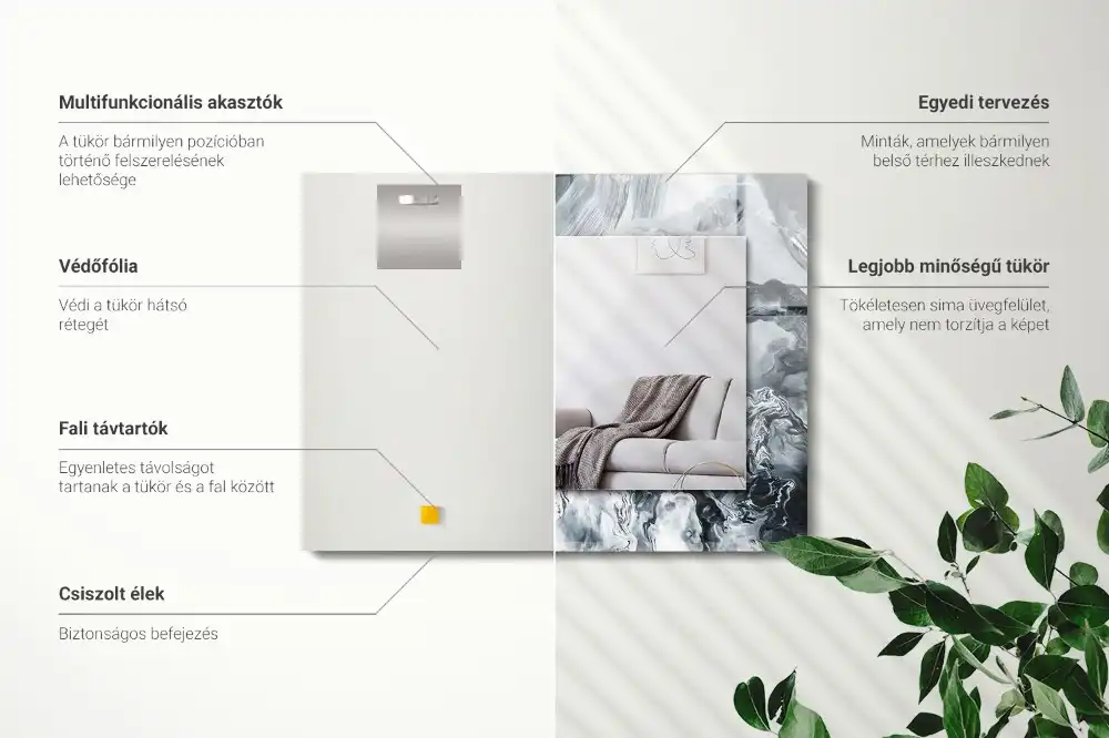 Pravokotne ogledalo s potiskanim okvirjem Abstraktna slikarska kompozicija