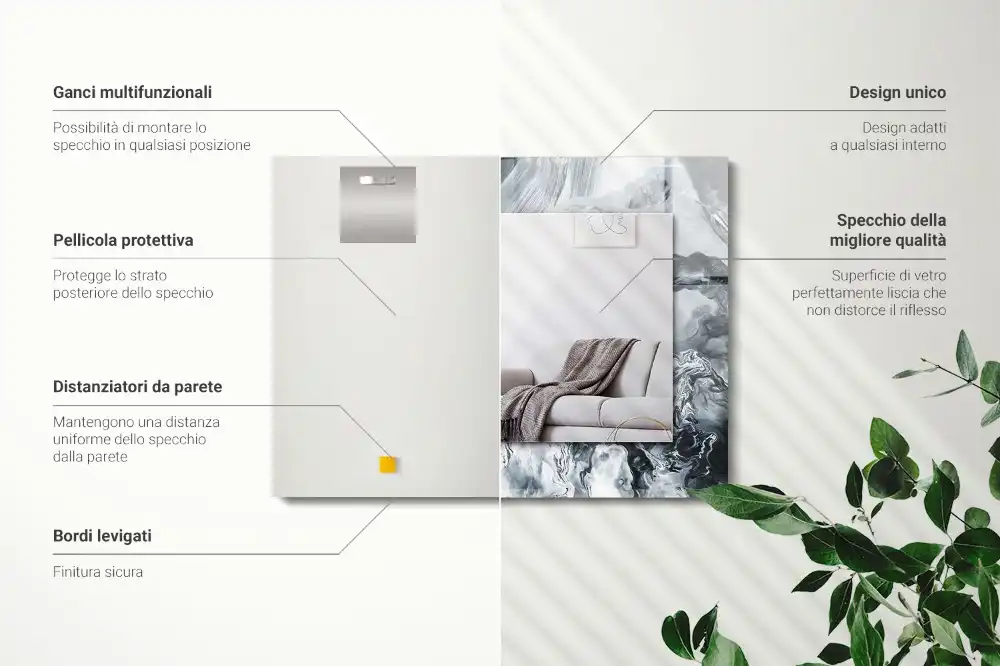 Pravokotne ogledalo s potiskanim okvirjem Abstraktna slikarska kompozicija