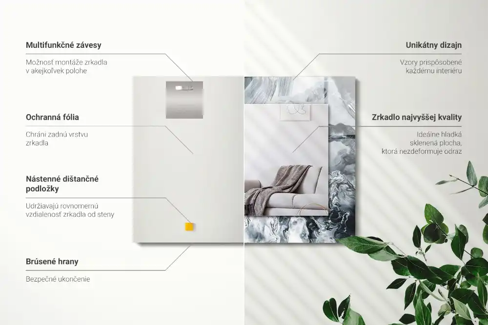 Pravokotne ogledalo s potiskanim okvirjem Abstraktna slikarska kompozicija