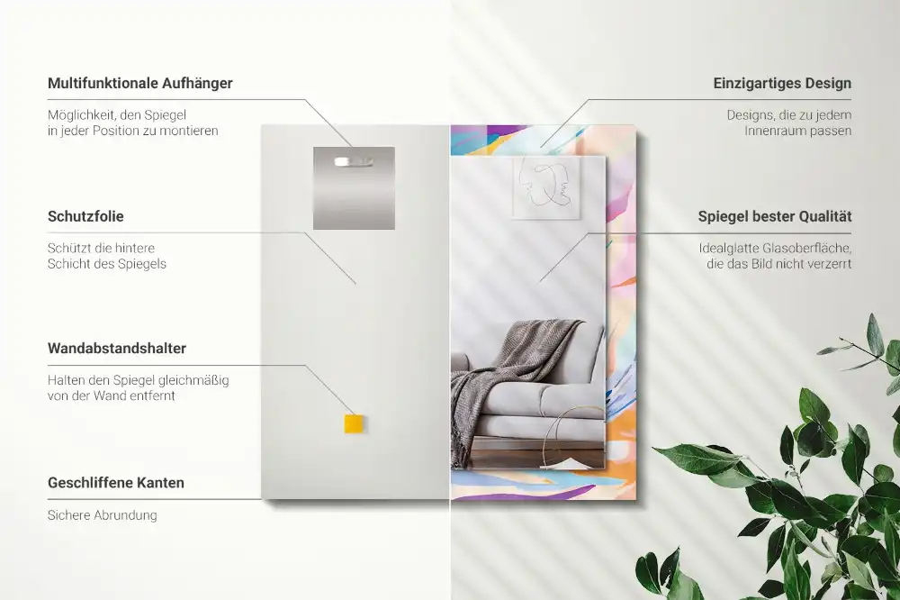 Pravokotne okrasno ogledalo Abstraktne pisane poteze