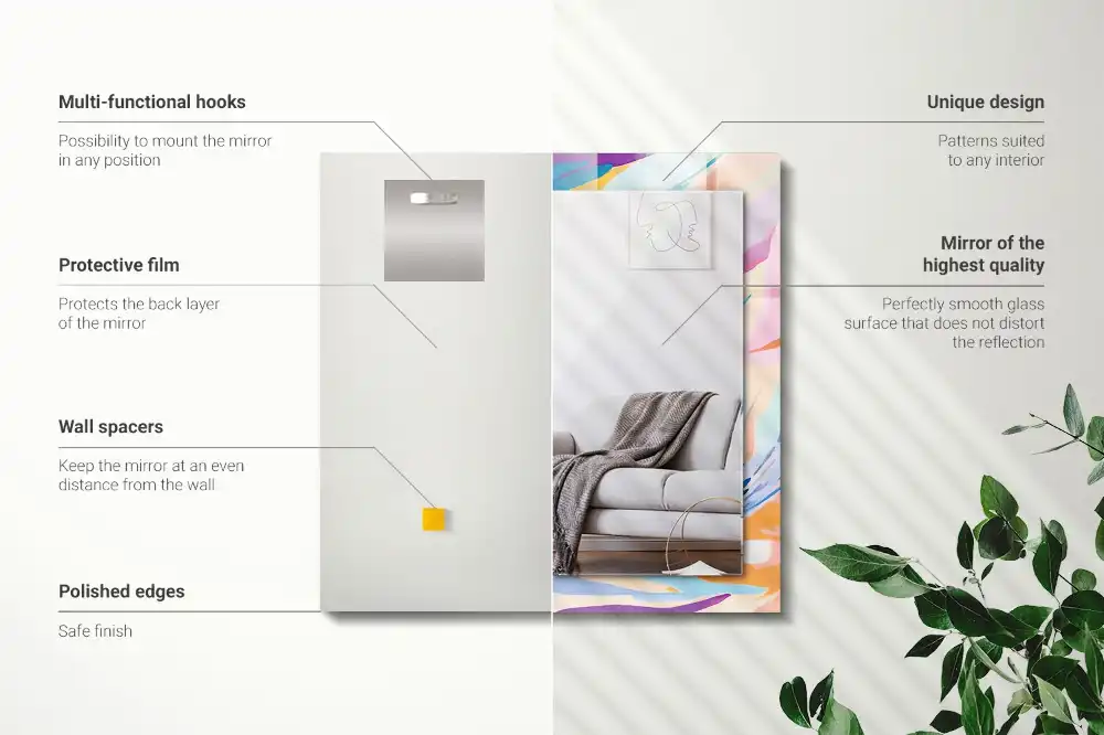 Pravokotne okrasno ogledalo Abstraktne pisane poteze