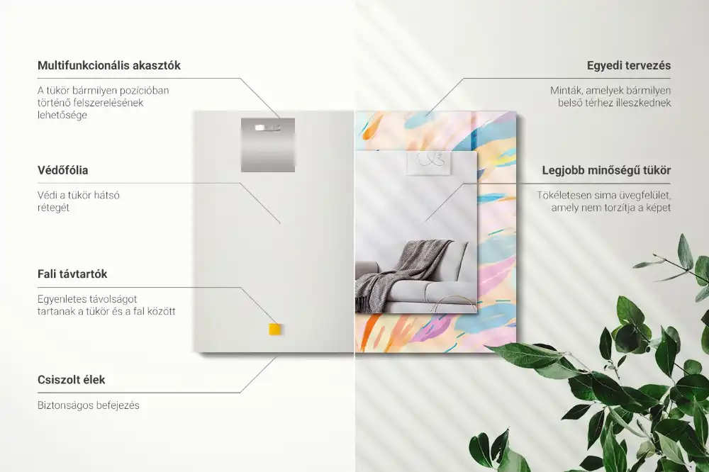 Pravokotne okrasno ogledalo Abstraktne pisane poteze