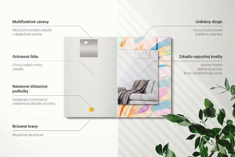 Pravokotne okrasno ogledalo Abstraktne pisane poteze