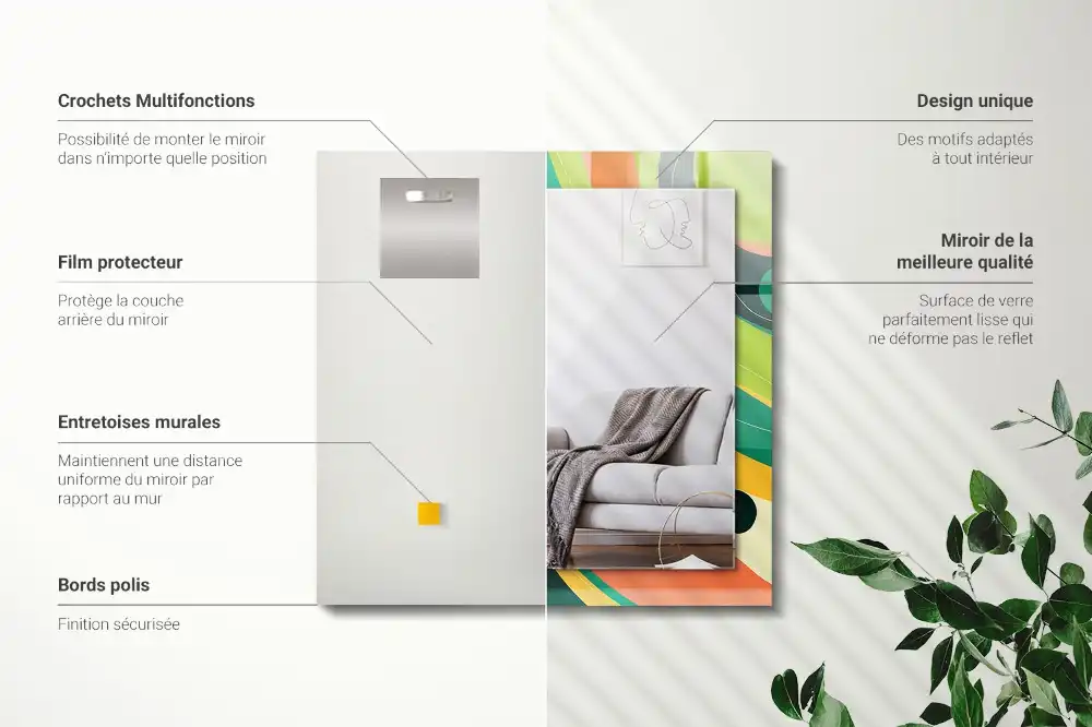 Tiskano pravokotne ogledalo Abstraktni pisani vzorci