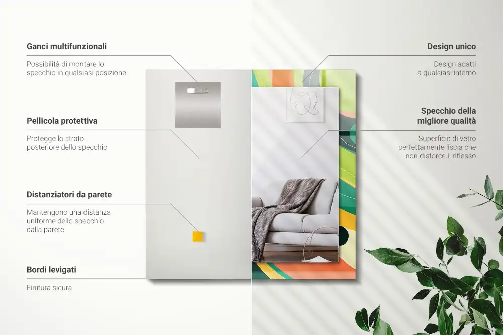 Tiskano pravokotne ogledalo Abstraktni pisani vzorci