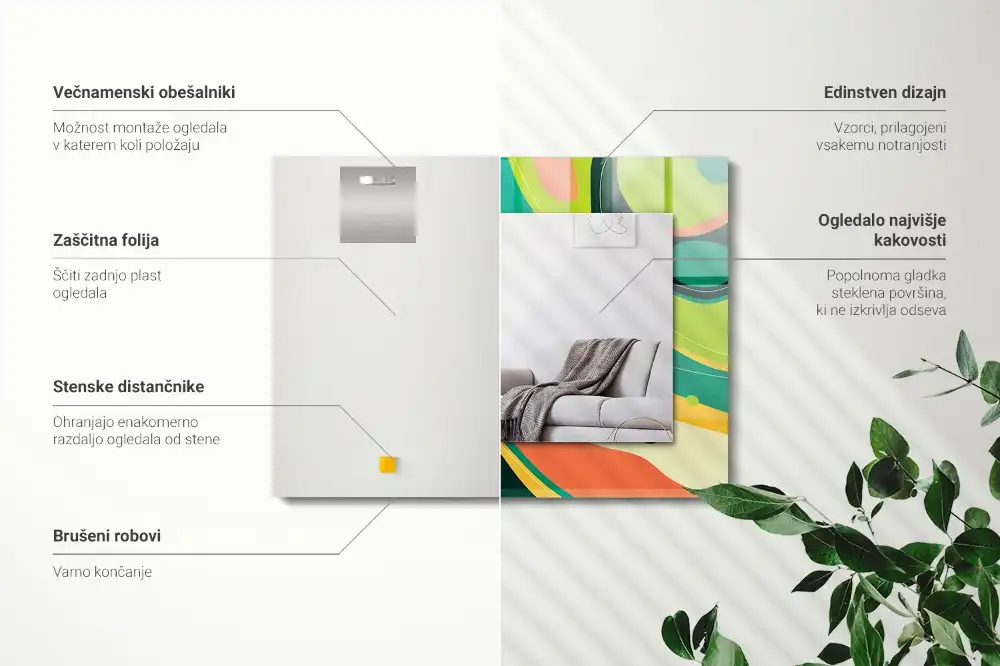 Tiskano pravokotne ogledalo Abstraktni pisani vzorci