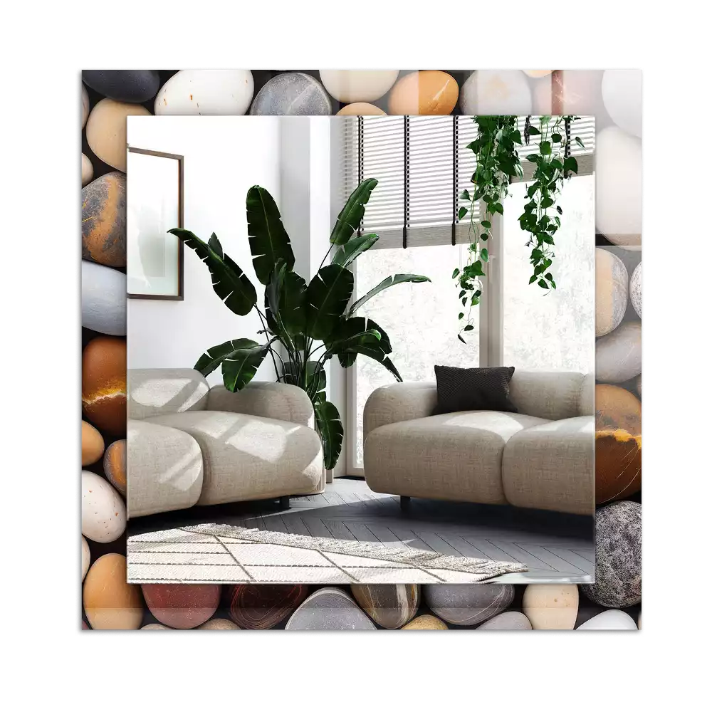 Pravokotne okrasno ogledalo Barviti gladki kamni