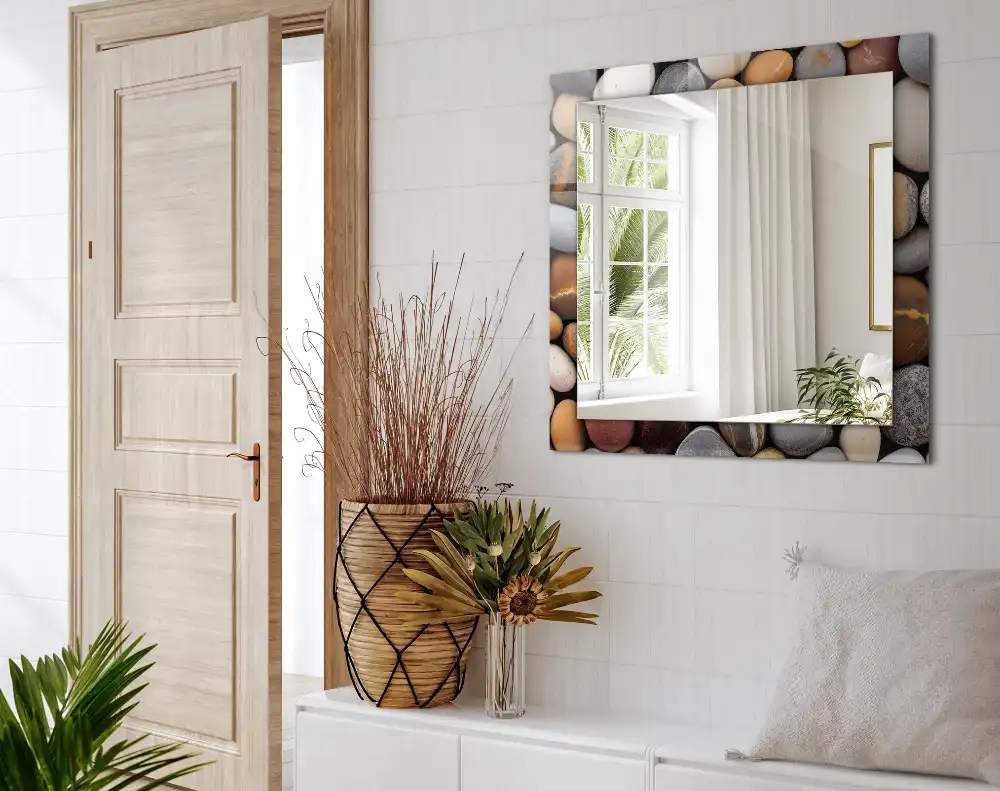 Pravokotne okrasno ogledalo Barviti gladki kamni