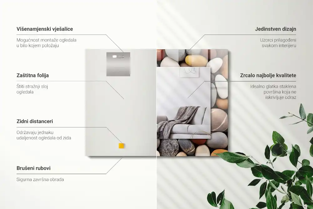 Pravokotne okrasno ogledalo Barviti gladki kamni