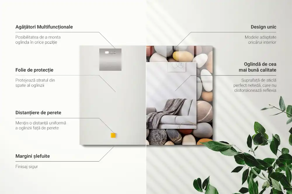 Pravokotne okrasno ogledalo Barviti gladki kamni