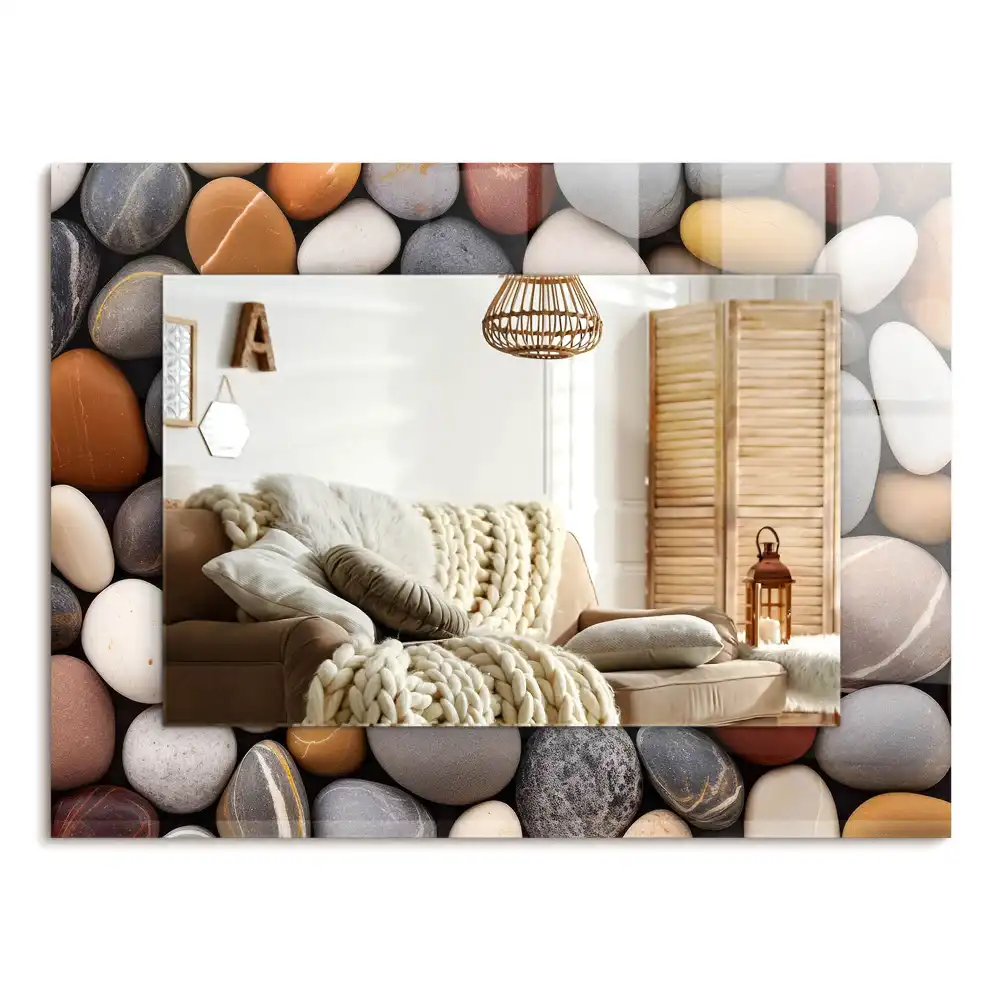 Pravokotne okrasno ogledalo Barviti gladki kamni