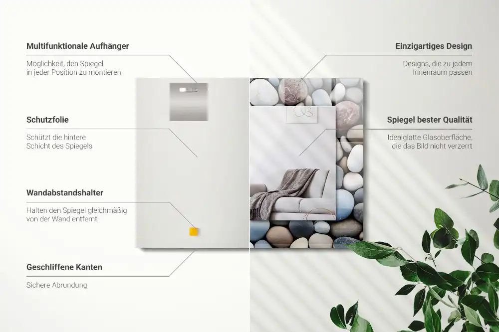 Tiskano pravokotne ogledalo Barviti gladki kamni