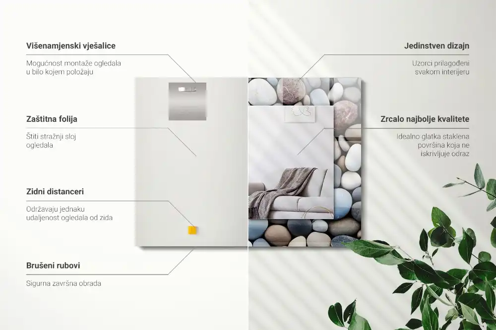 Tiskano pravokotne ogledalo Barviti gladki kamni