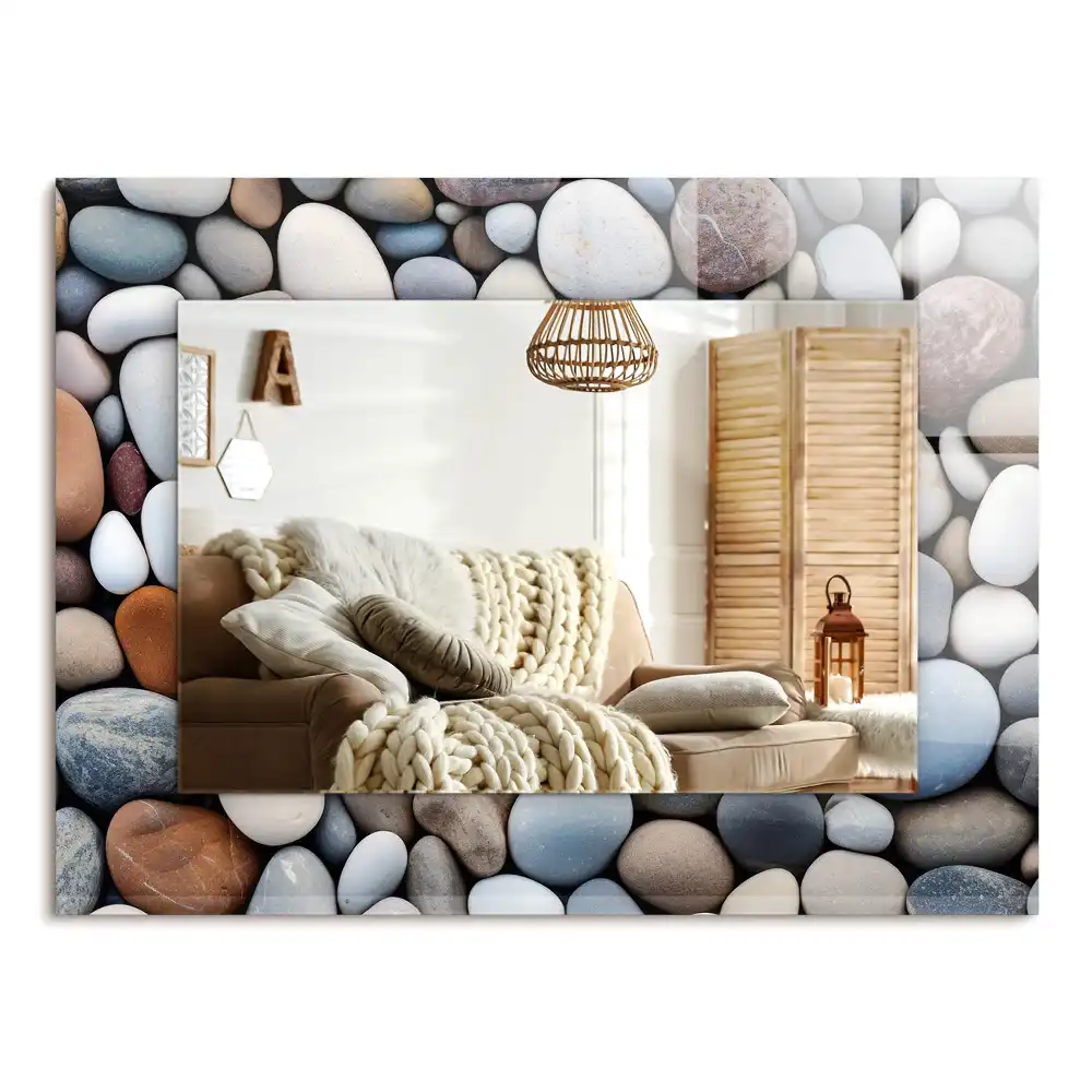 Tiskano pravokotne ogledalo Barviti gladki kamni