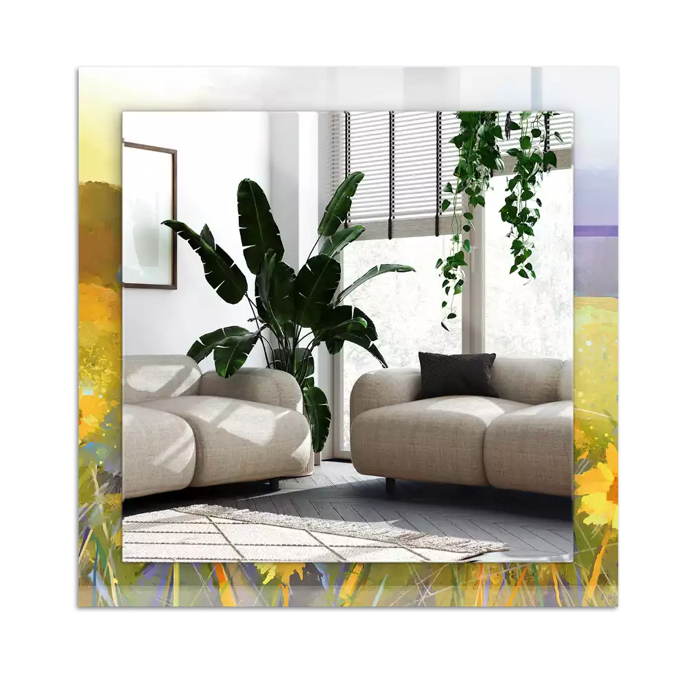 Pravokotne okrasno ogledalo Sončnično polje