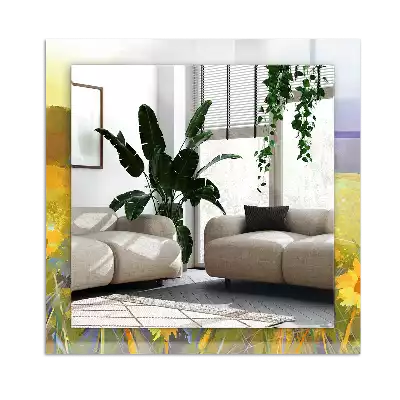 Pravokotne okrasno ogledalo Sončnično polje