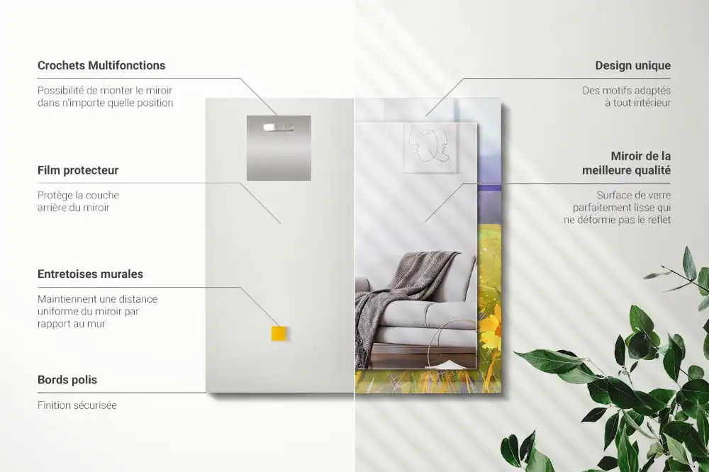 Pravokotne okrasno ogledalo Sončnično polje