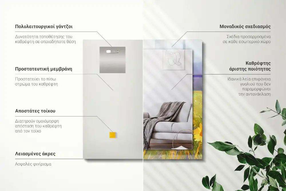 Pravokotne okrasno ogledalo Sončnično polje