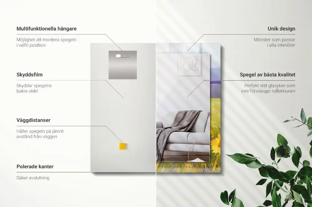 Pravokotne okrasno ogledalo Sončnično polje