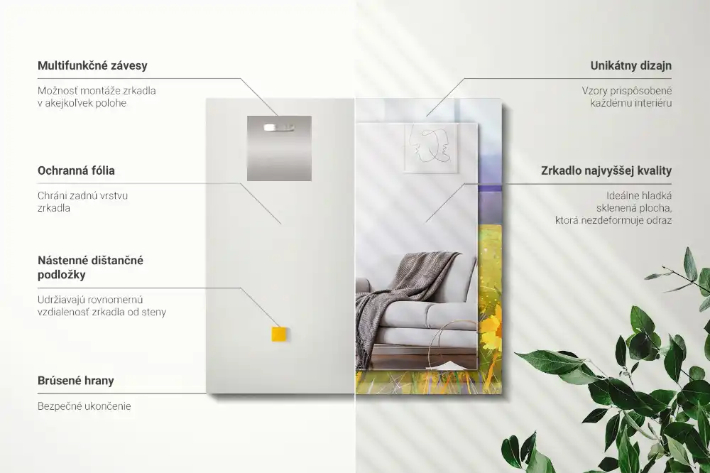 Pravokotne okrasno ogledalo Sončnično polje