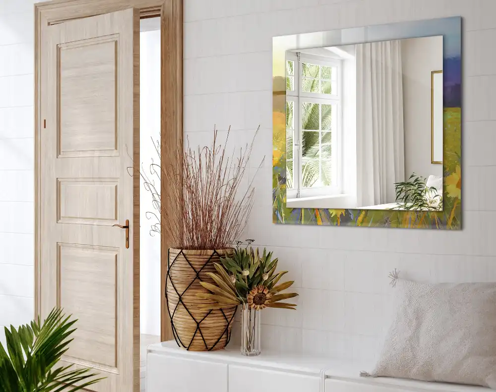 Pravokotne okrasno ogledalo Sončnično polje