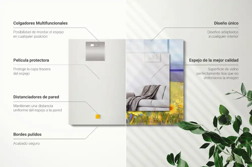 Pravokotne okrasno ogledalo Sončnično polje