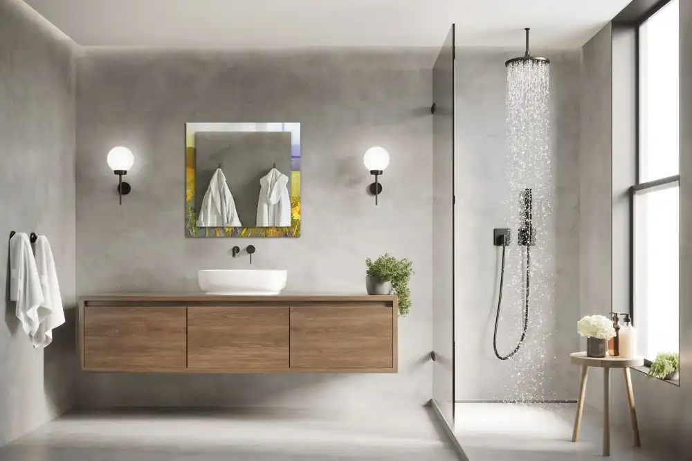 Pravokotne okrasno ogledalo Sončnično polje