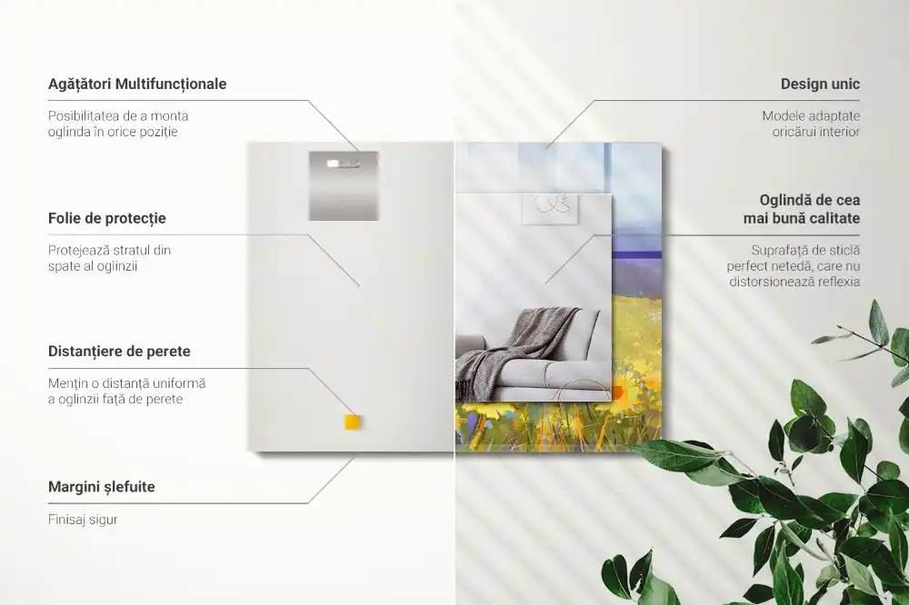 Pravokotne okrasno ogledalo Sončnično polje