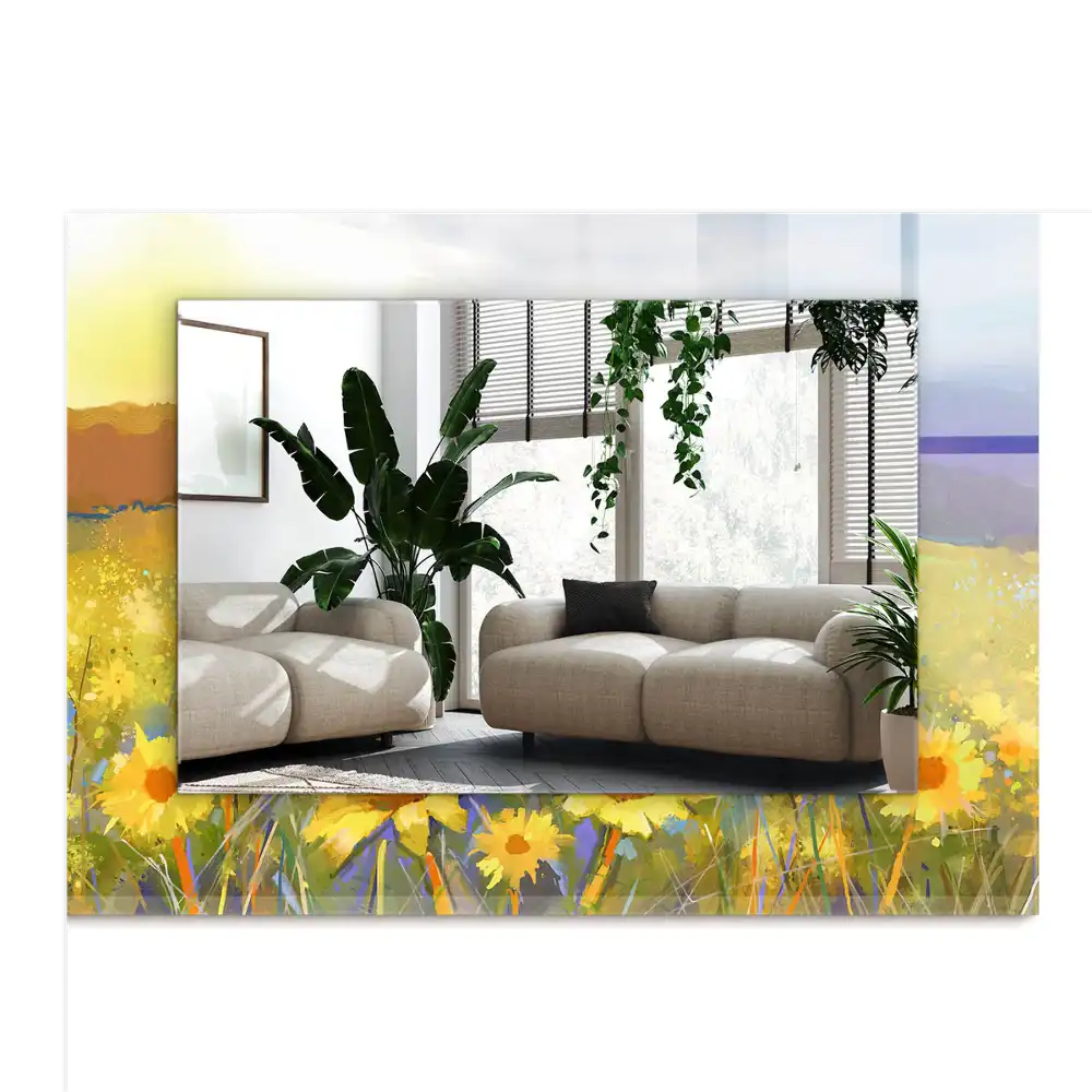 Pravokotne okrasno ogledalo Sončnično polje