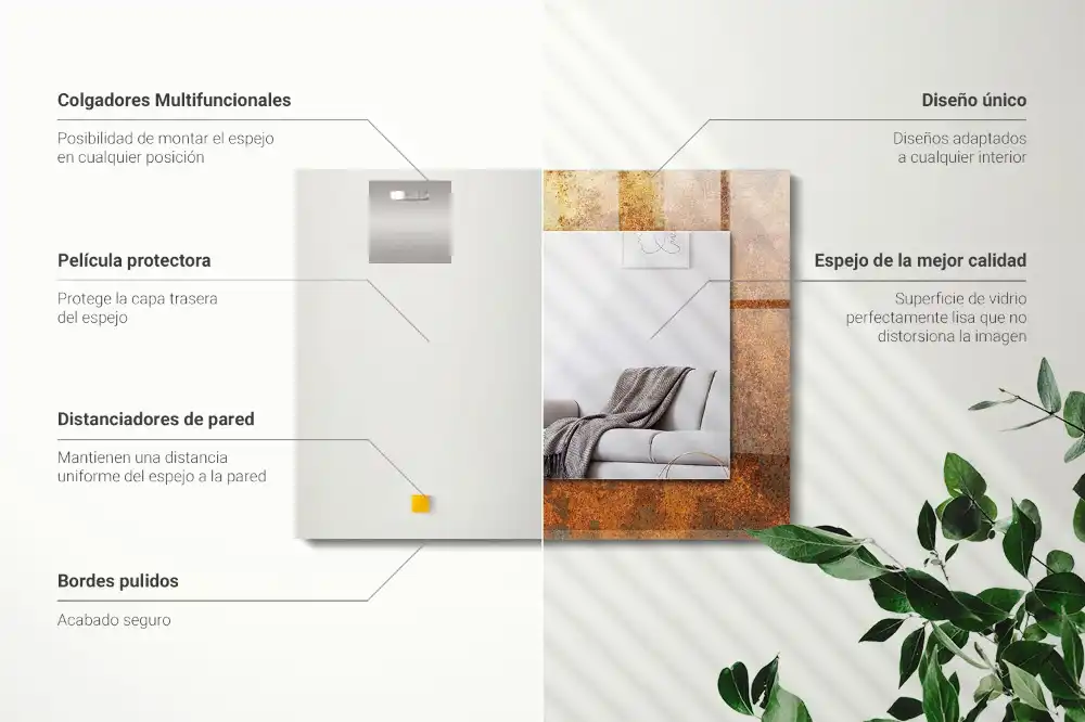 Tiskano pravokotne ogledalo Modna rjava pločevina