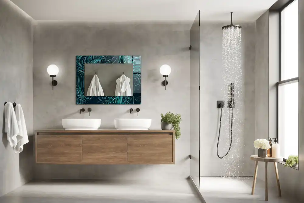 Pravokotne okrasno ogledalo Abstraktni črtni vzorci