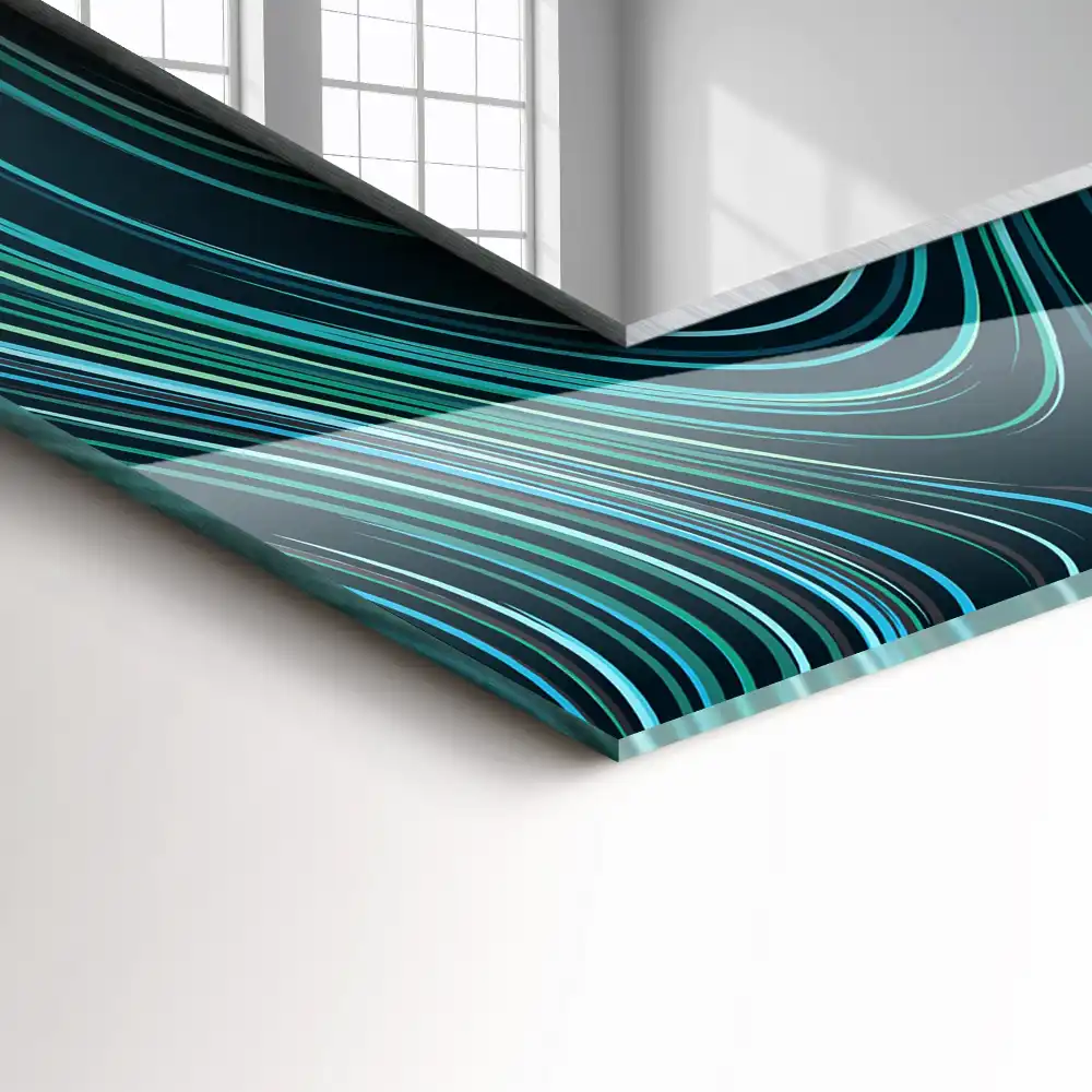 Pravokotne okrasno ogledalo Abstraktni črtni vzorci